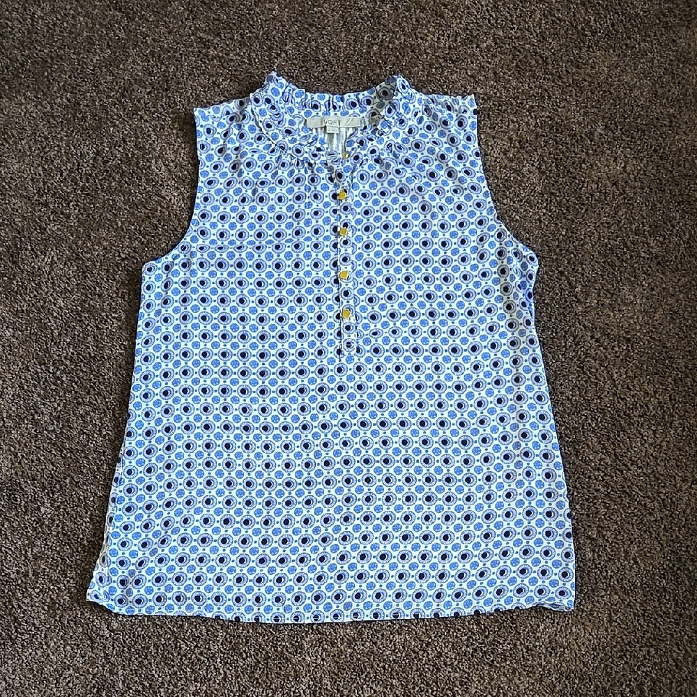 Ann Taylor Loft Periwinkle Blue Ruffle Sleeveless Top M